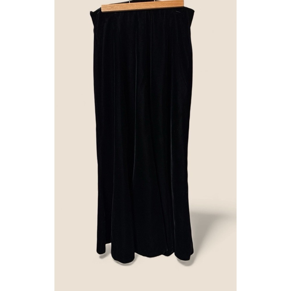 Vtg 80s Black Velvet Skirt Goth Grunge Timeless Old Money Academia‎ Med Witchy